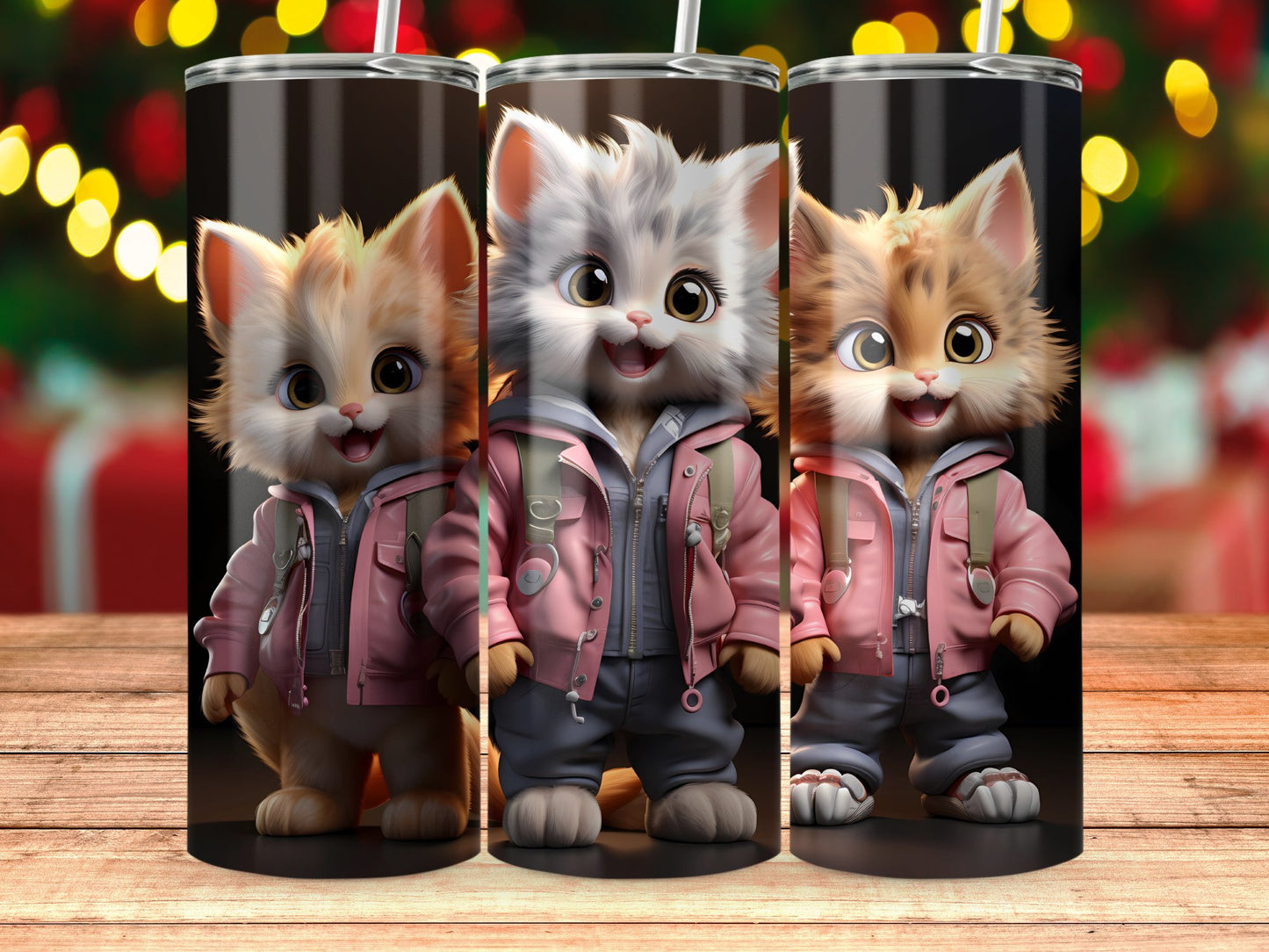 Cute Holiday Cats Design Insulated Tumbler Cup product