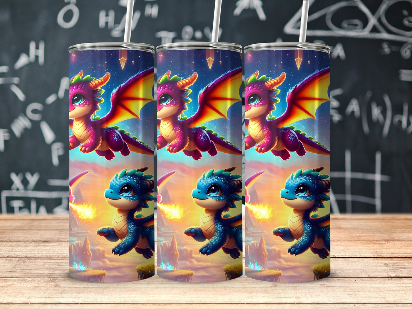 Cute Fantasy Baby Dragons Tumbler With Straws product