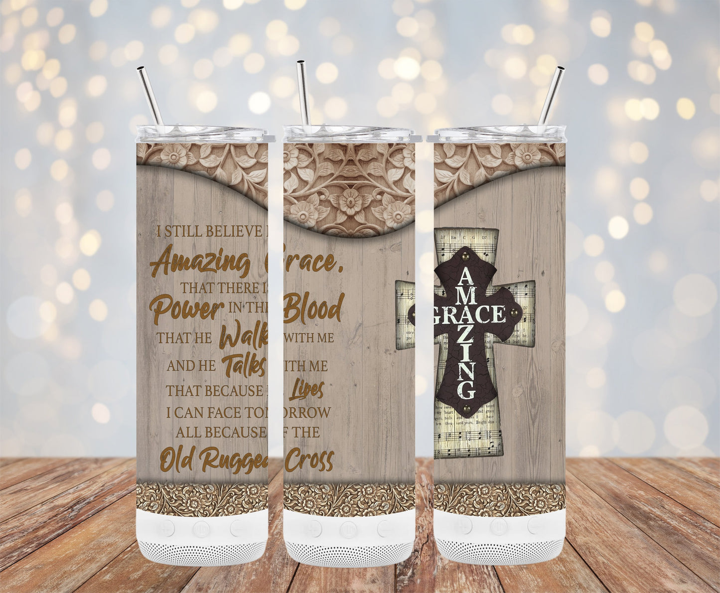Amazing Grace Religious Wood Patterned Tumbler product