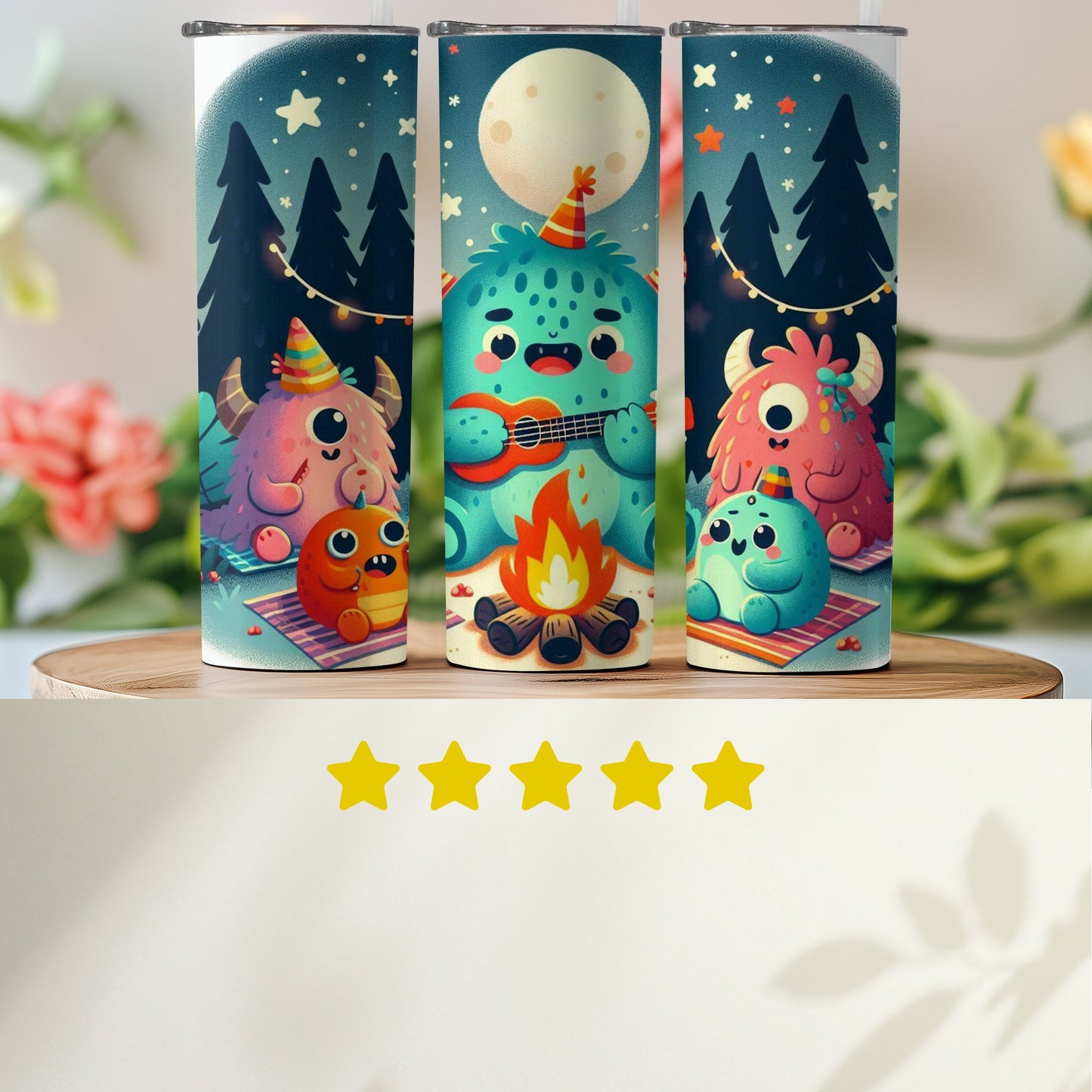 Cute Monster Campfire Scene Tumbler Product