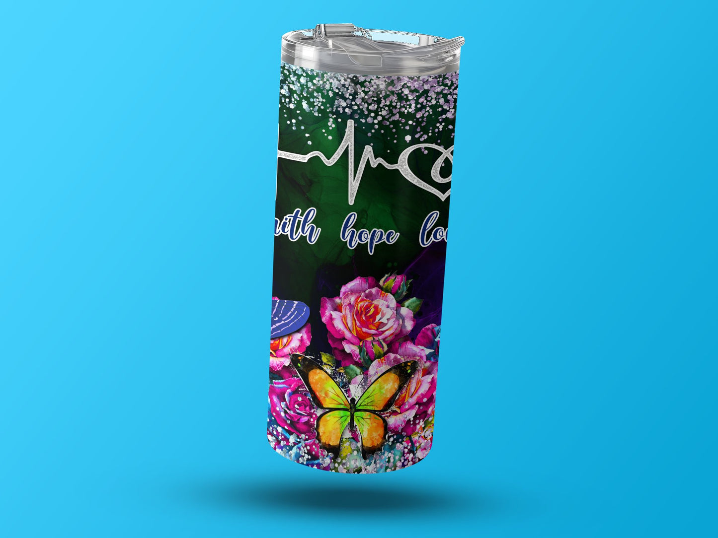 Inspirational Floral Heartbeat Design Tumbler product