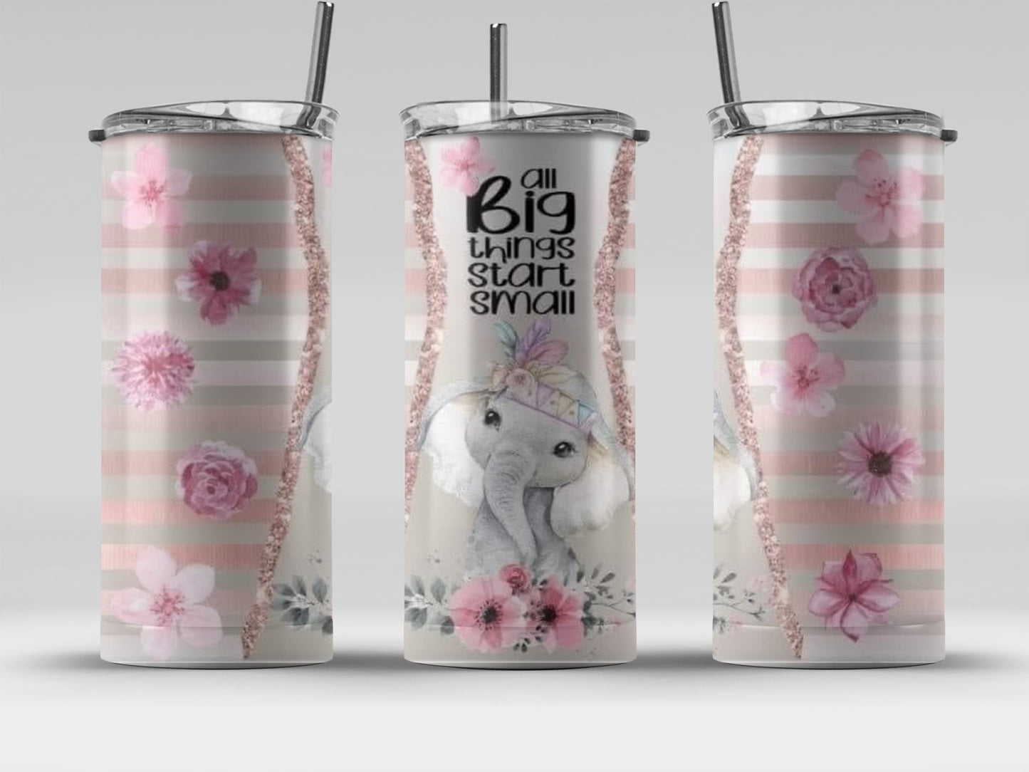 Floral Elephant Design Insulated Tumbler product
