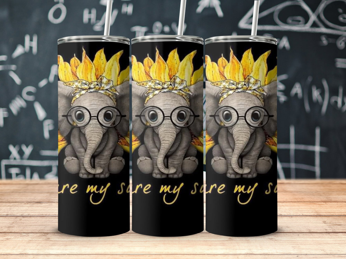 Cute Elephant Design Black Background Tumbler product