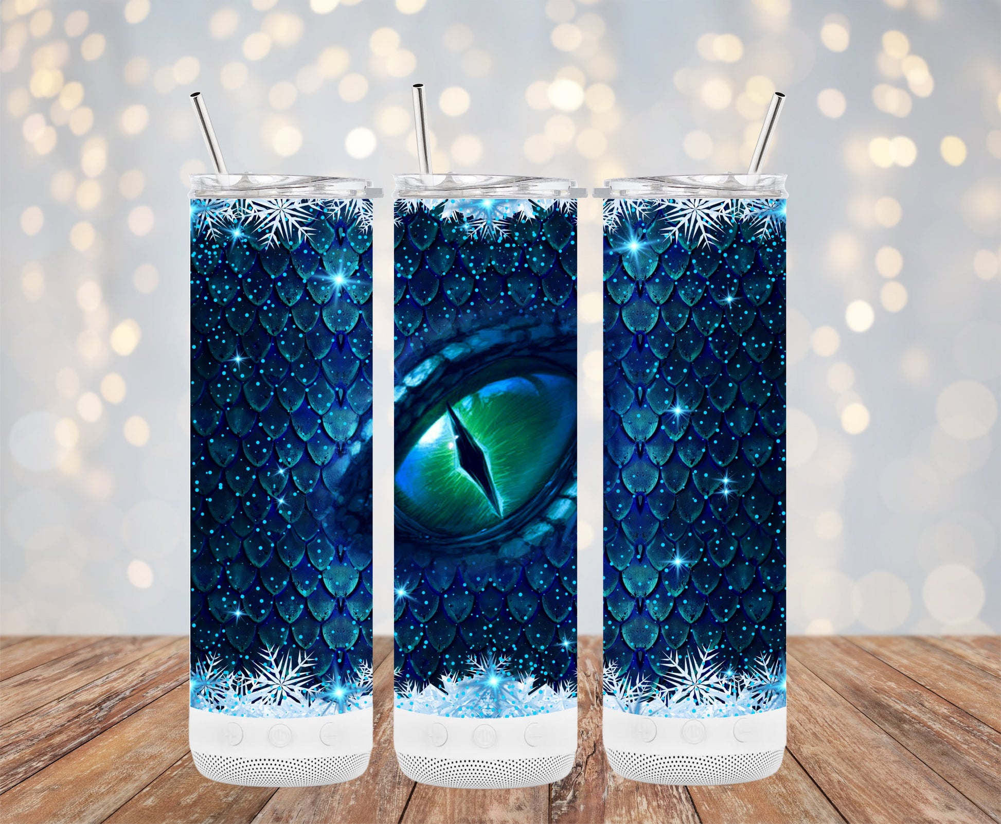 Blue Dragon Eye with Scales and Snowflakes Tumbler product