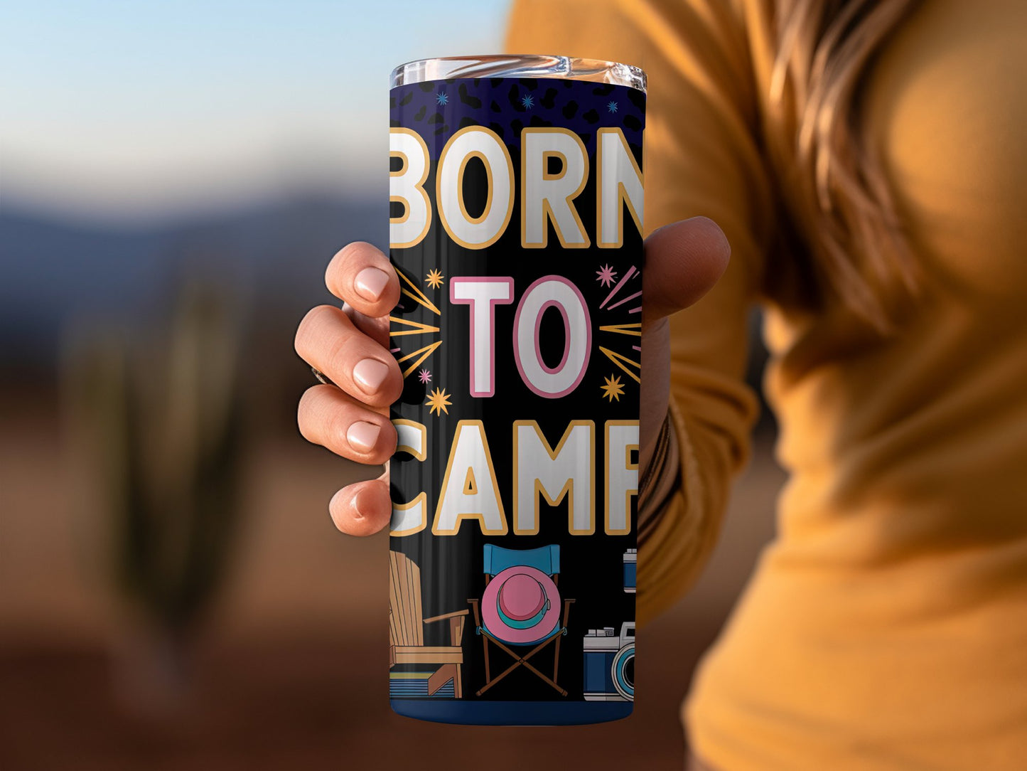 Born to Camp Colorful Themed Tumbler product type