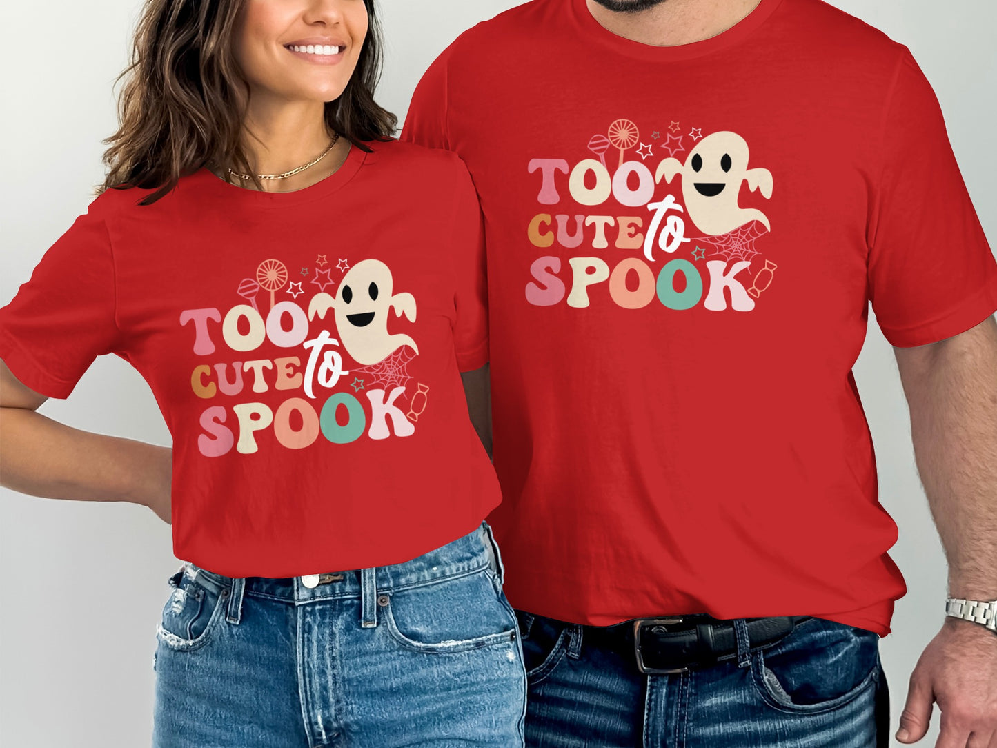 Too Cute To Spook Graphic Red Halloween Shirt product