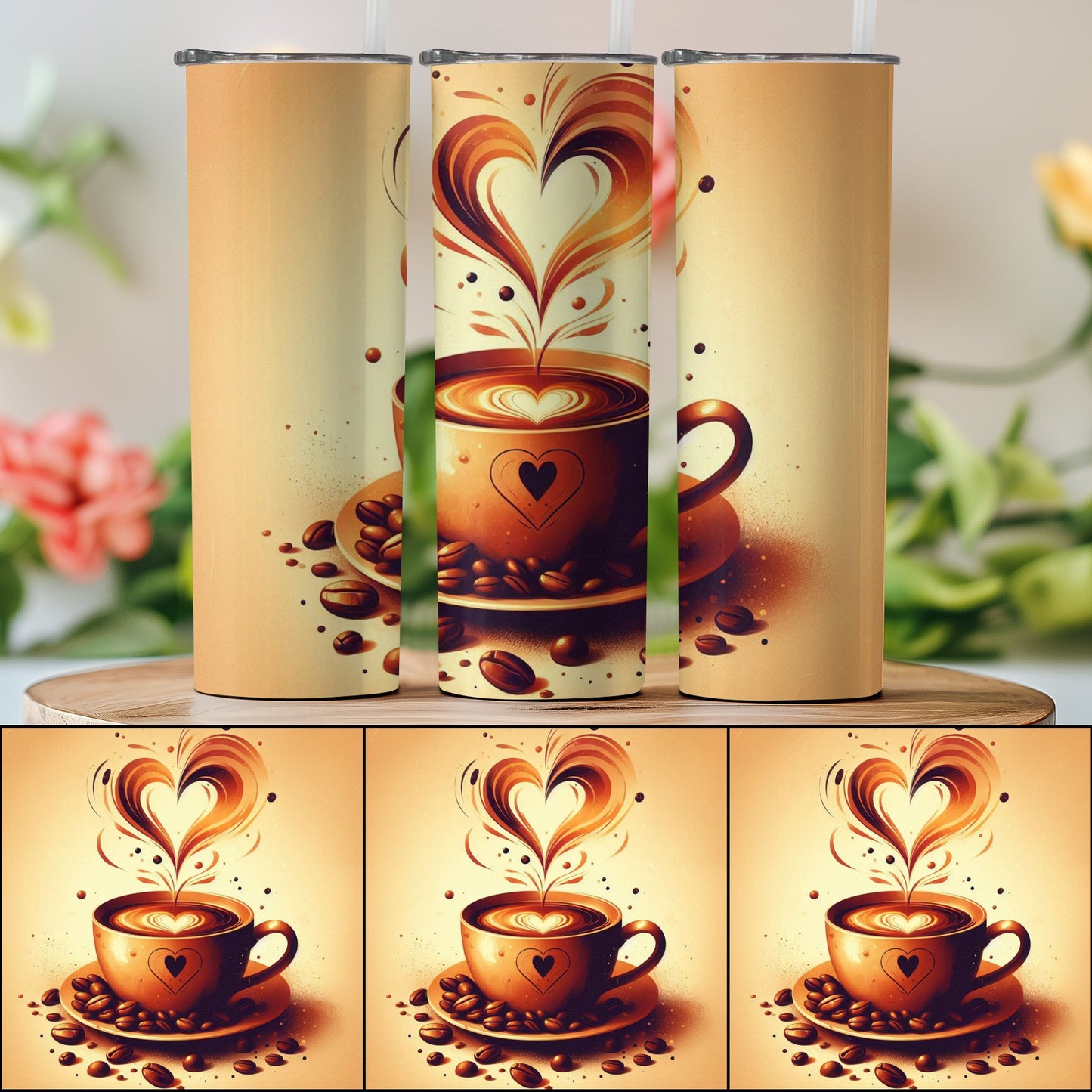Heart-Shaped Coffee Design Insulated Tumbler product type