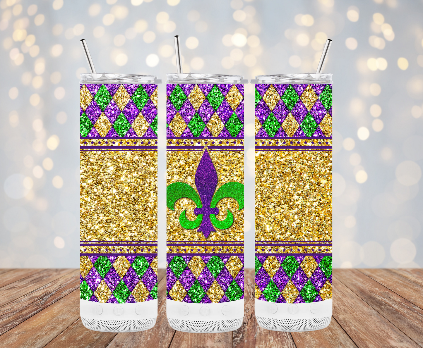 Glittery Mardi Gras (Mardi Gras Tumbler)
