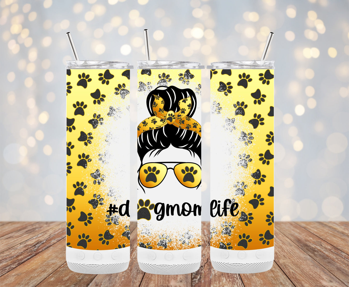 Dog Mom Life Tumbler with Dog Paw Prints product type