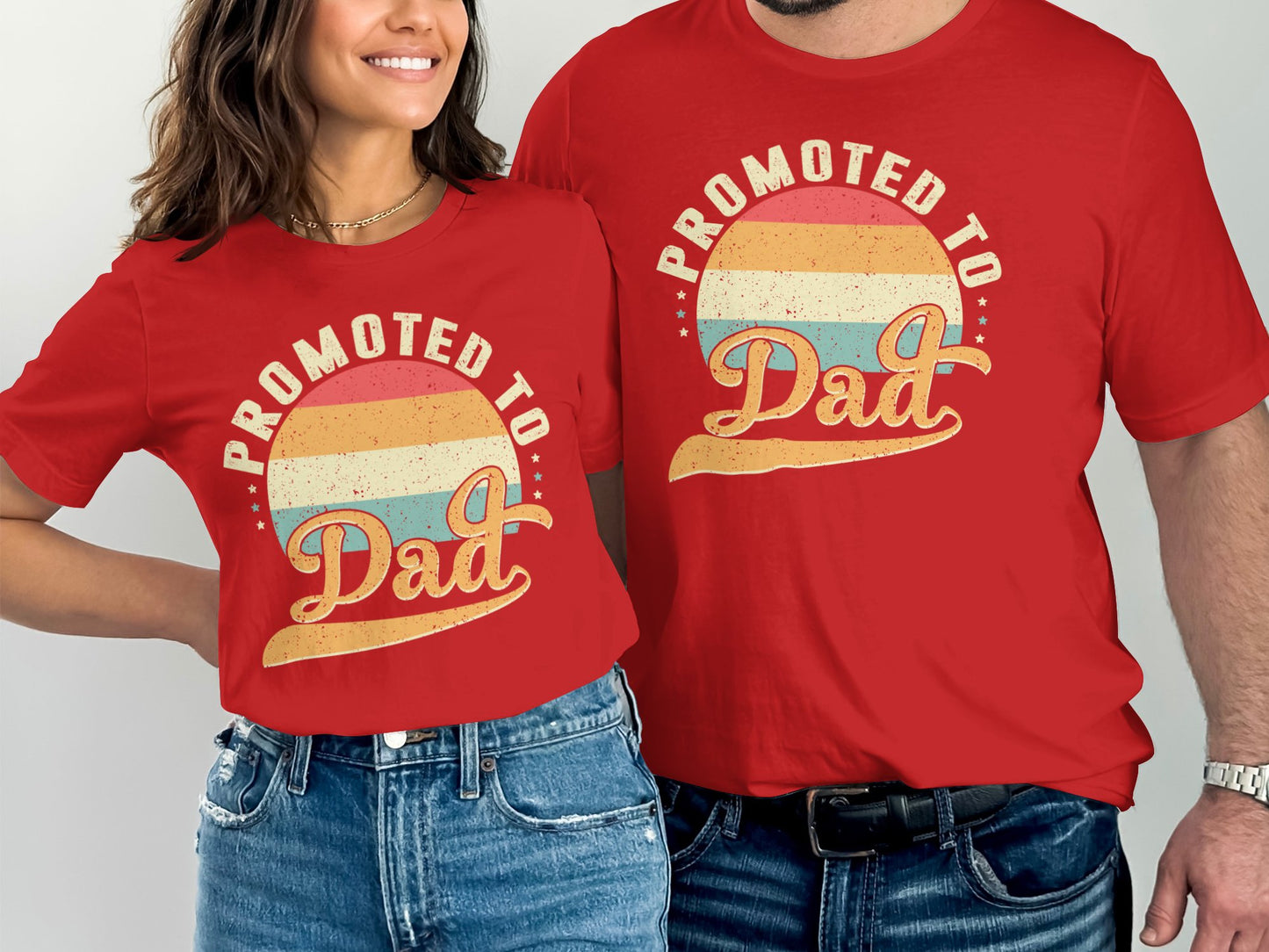 Promoted to Dad Retro Sunset Unisex T-Shirt product