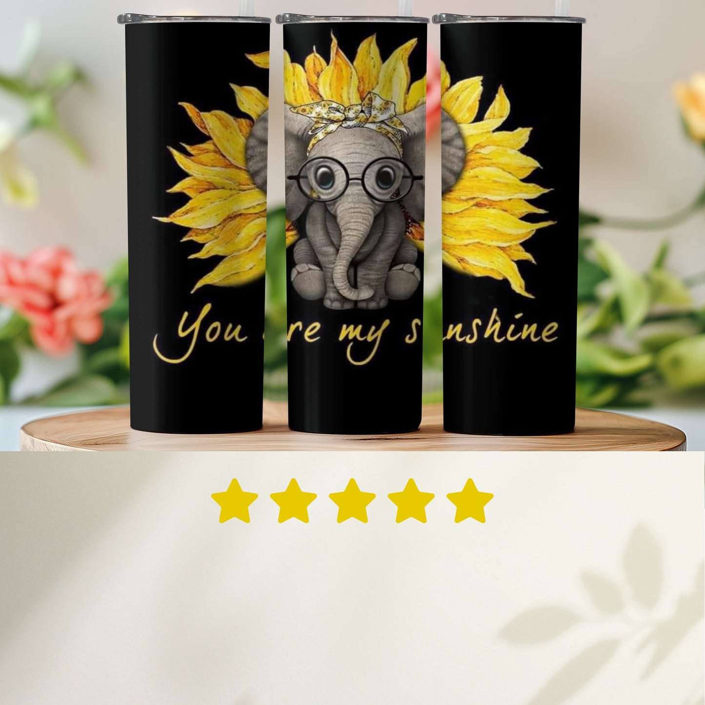 Sunflower Elephant Theme Insulated Tumbler Product