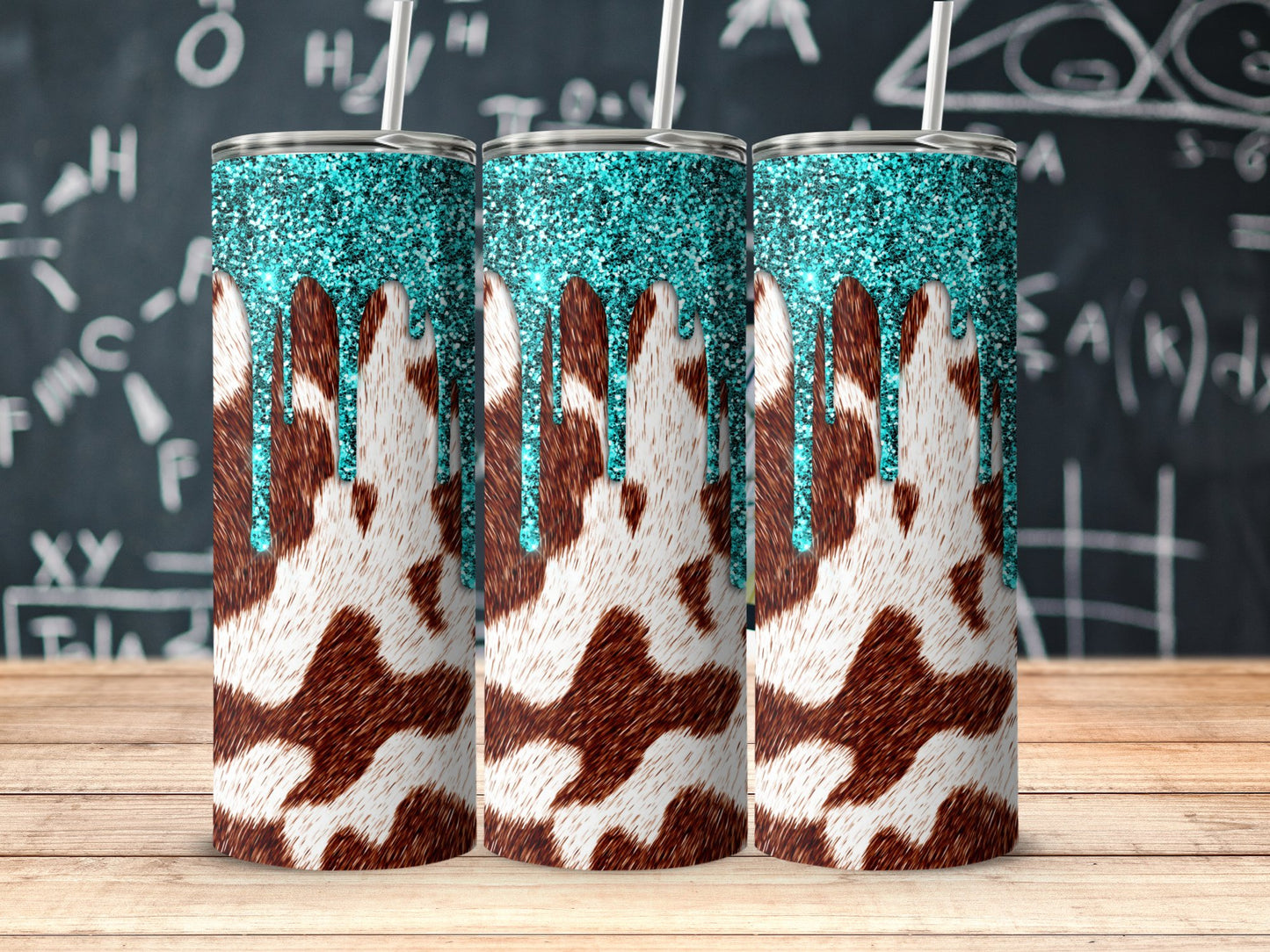 Stylish Cow Print and Glitter Tumbler product