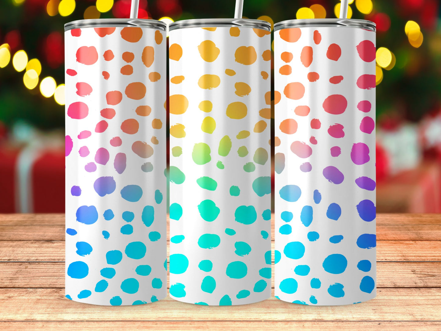 Colorful Rainbow Gradient Polka Dot Tumbler product