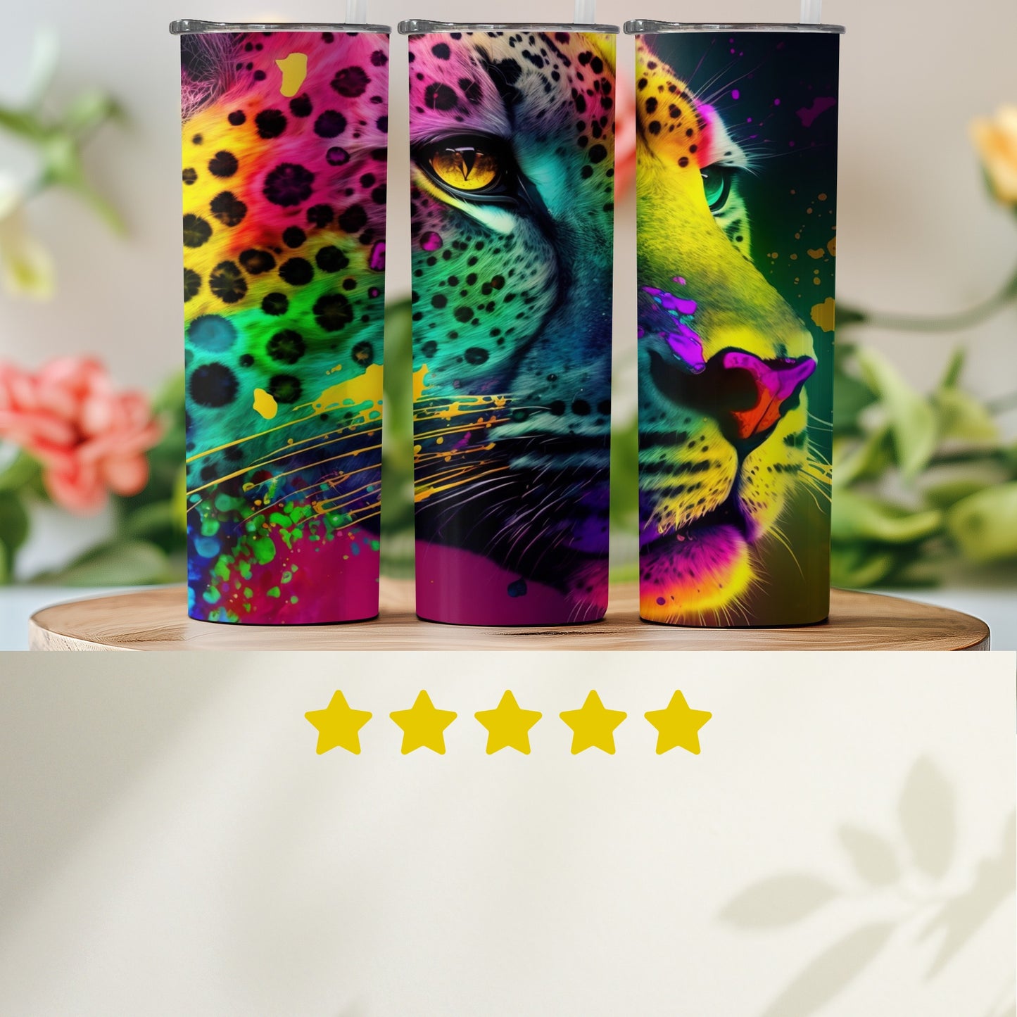 Colorful Leopard Artwork Themed Tumbler product