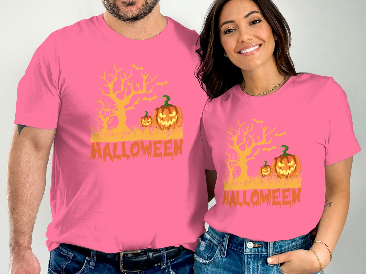 Halloween Pink Jack-O'-Lantern Graphic T-Shirt product type