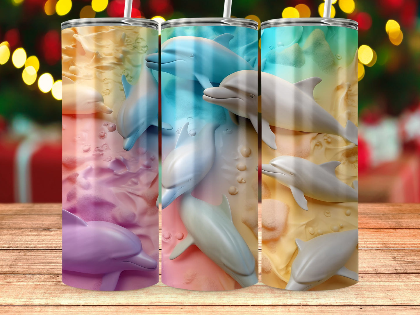 Colorful Dolphins Design Tumbler Cup Artistic product type