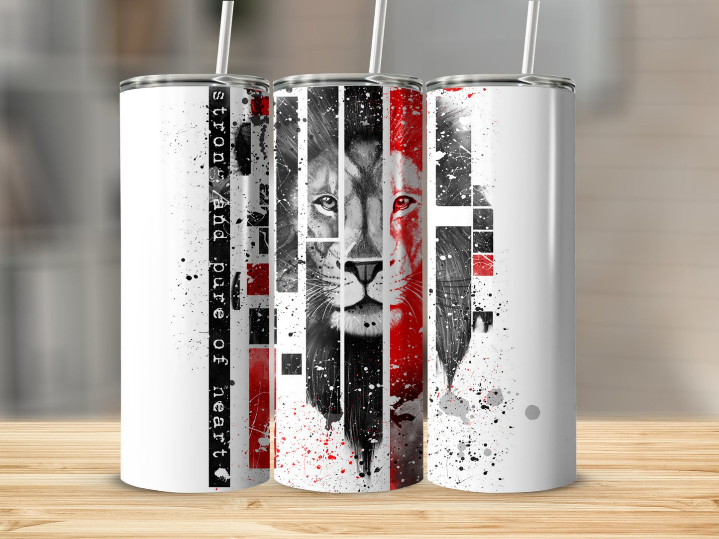 Strong and pure of heart lion tumbler product