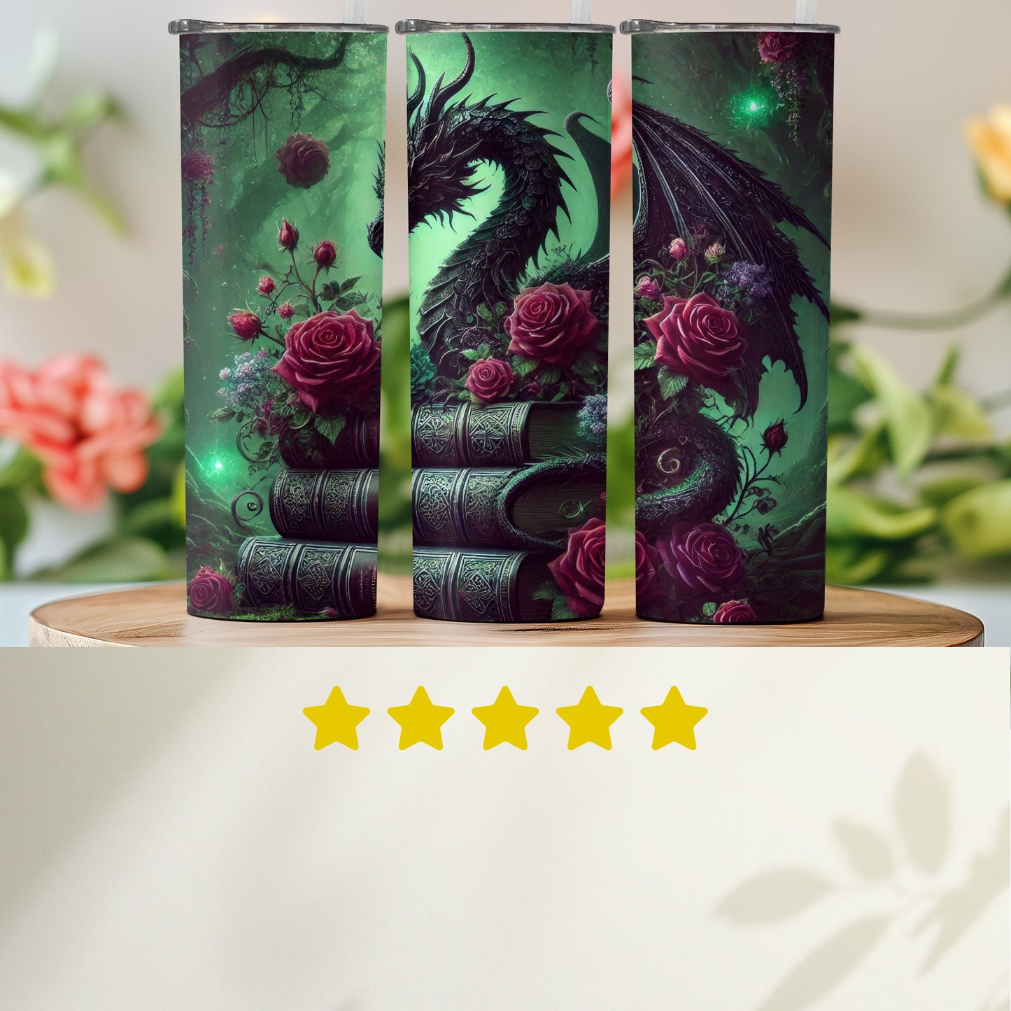 Enchanting Dragon Design on Tumbler Drinkware Product