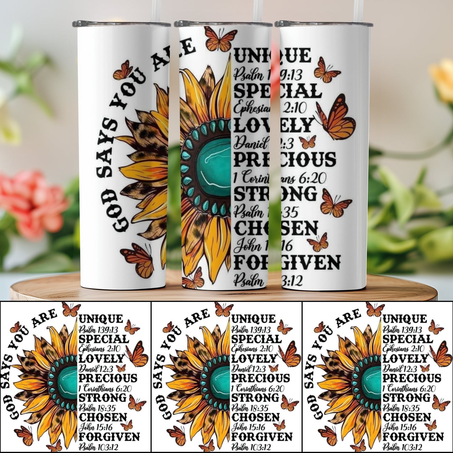 God Says You Are Sunflower Butterflies Tumblers product
