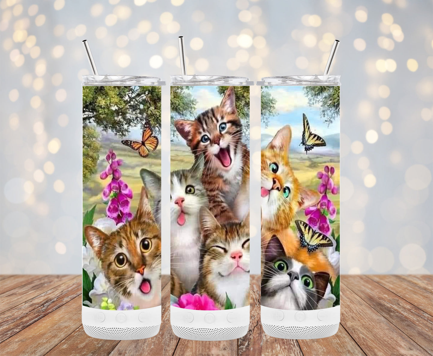 Adorable Cats with Butterflies Tumbler Drinkware Product