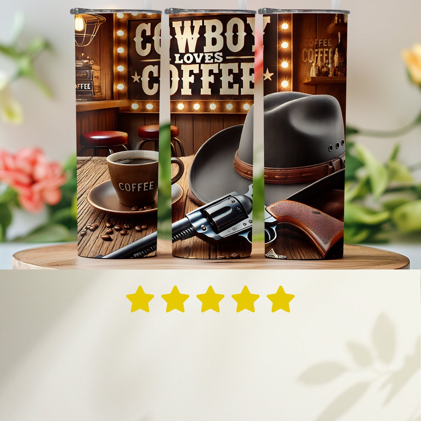Cowboy Loves Coffee Tumblers with Star Rating product