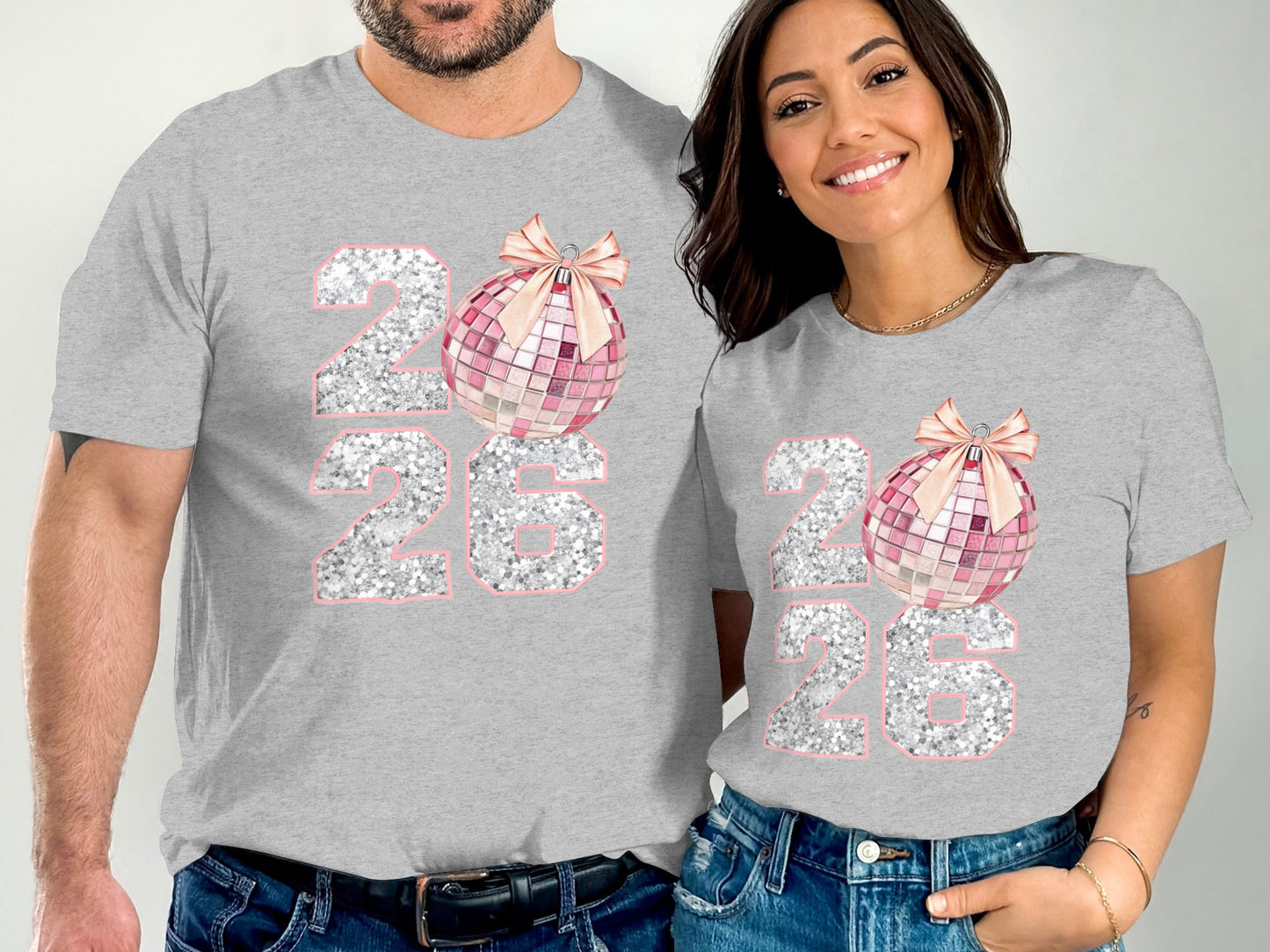 Sparkling 2026 Year Disco Ball Graphic T-shirt