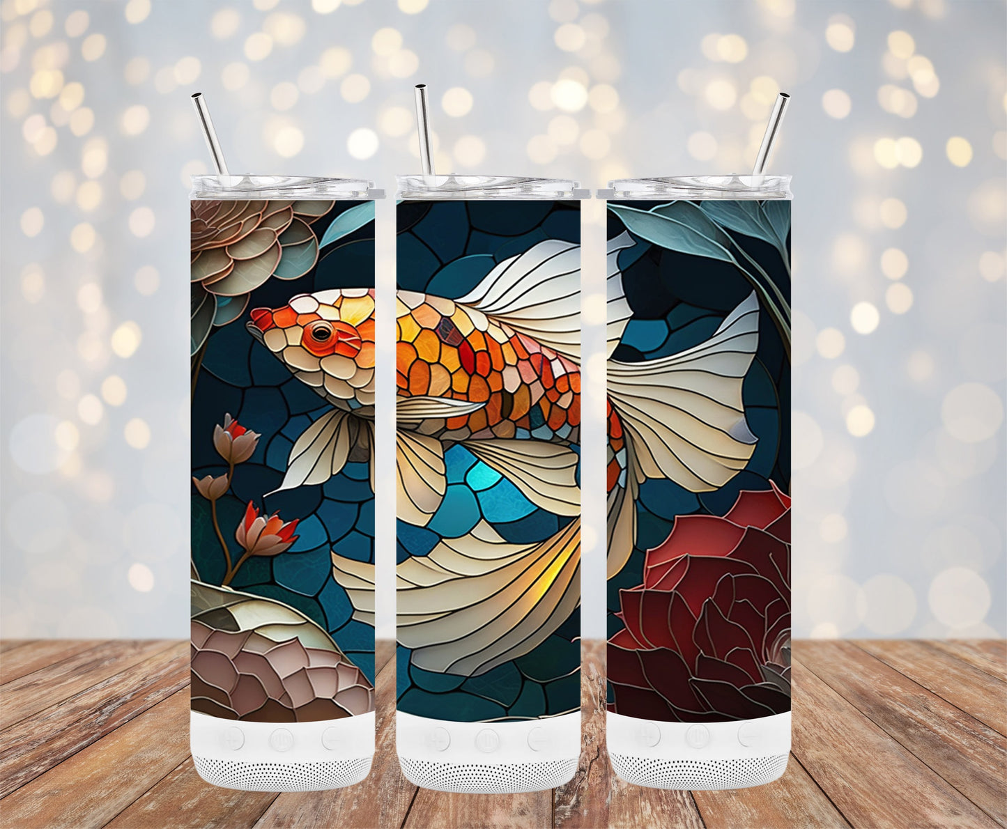 Artistic Fish Motif Tall Tumbler Modern Drinkware product type