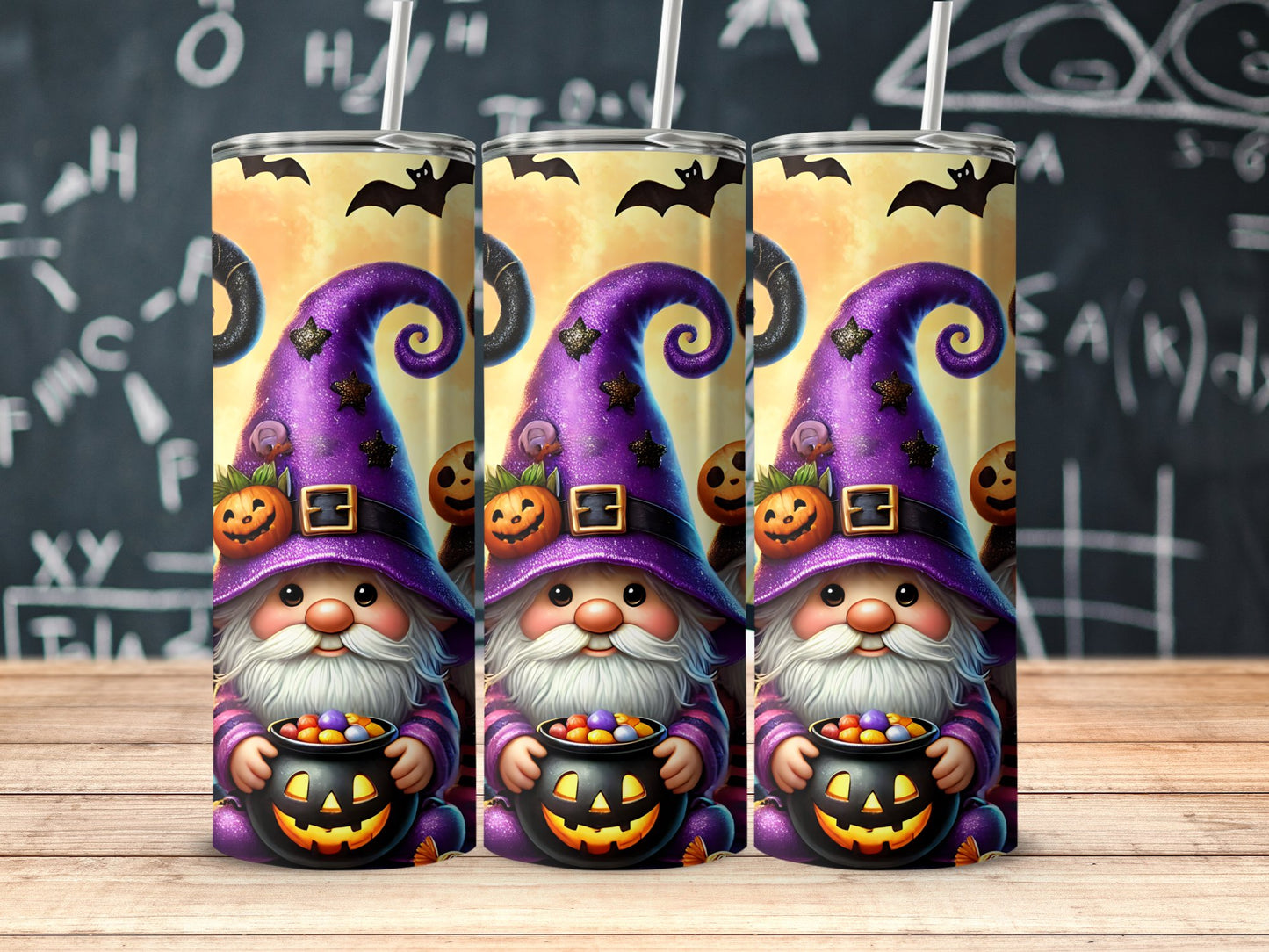 Halloween Gnome with Purple Hat Tumbler product