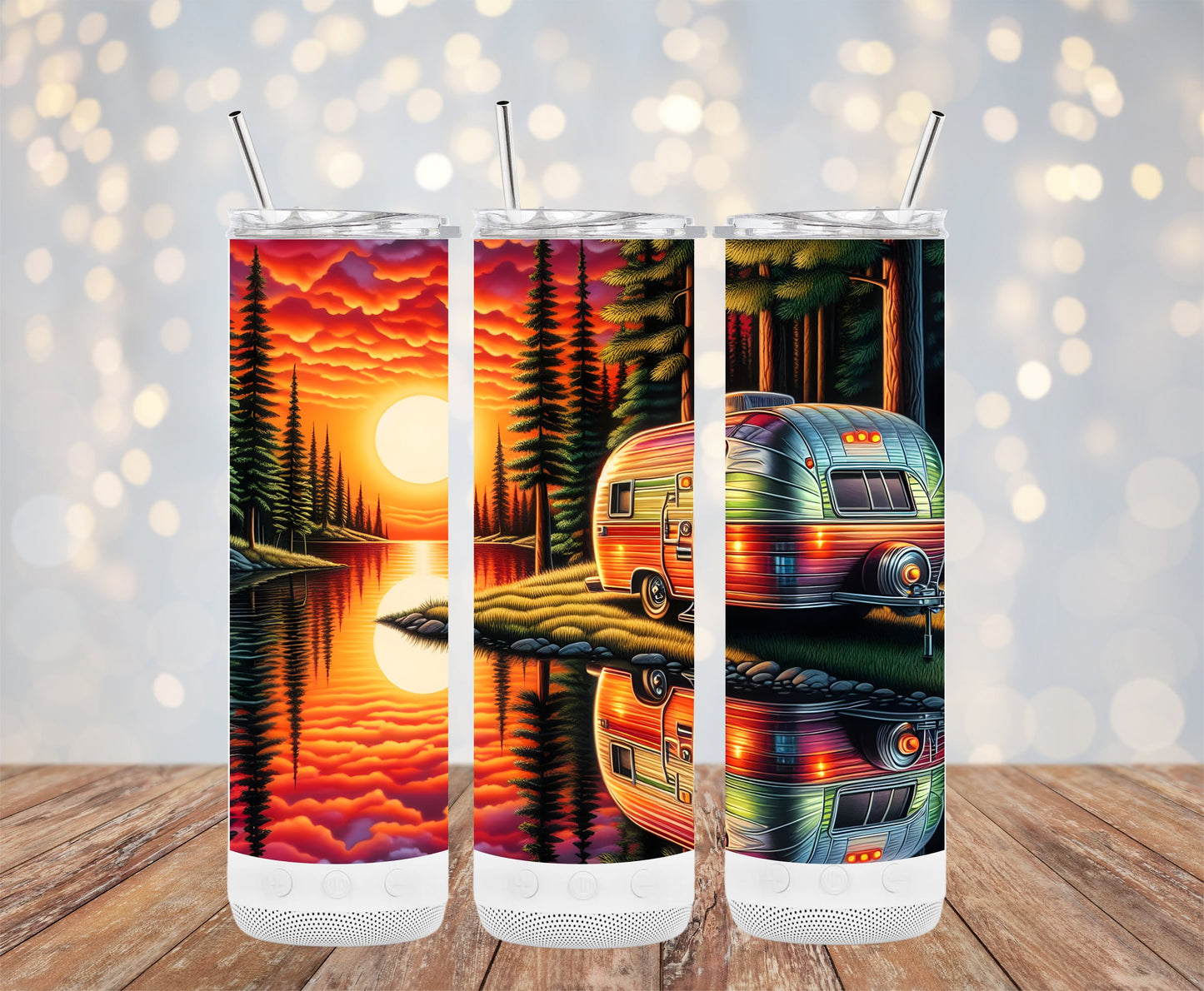 Vibrant Sunset and Camper Scene Insulated Tumbler product