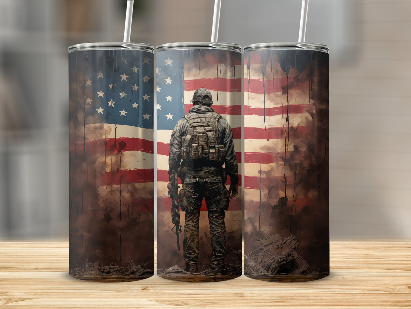 American Flag Soldier Tumbler Stainless Steel product