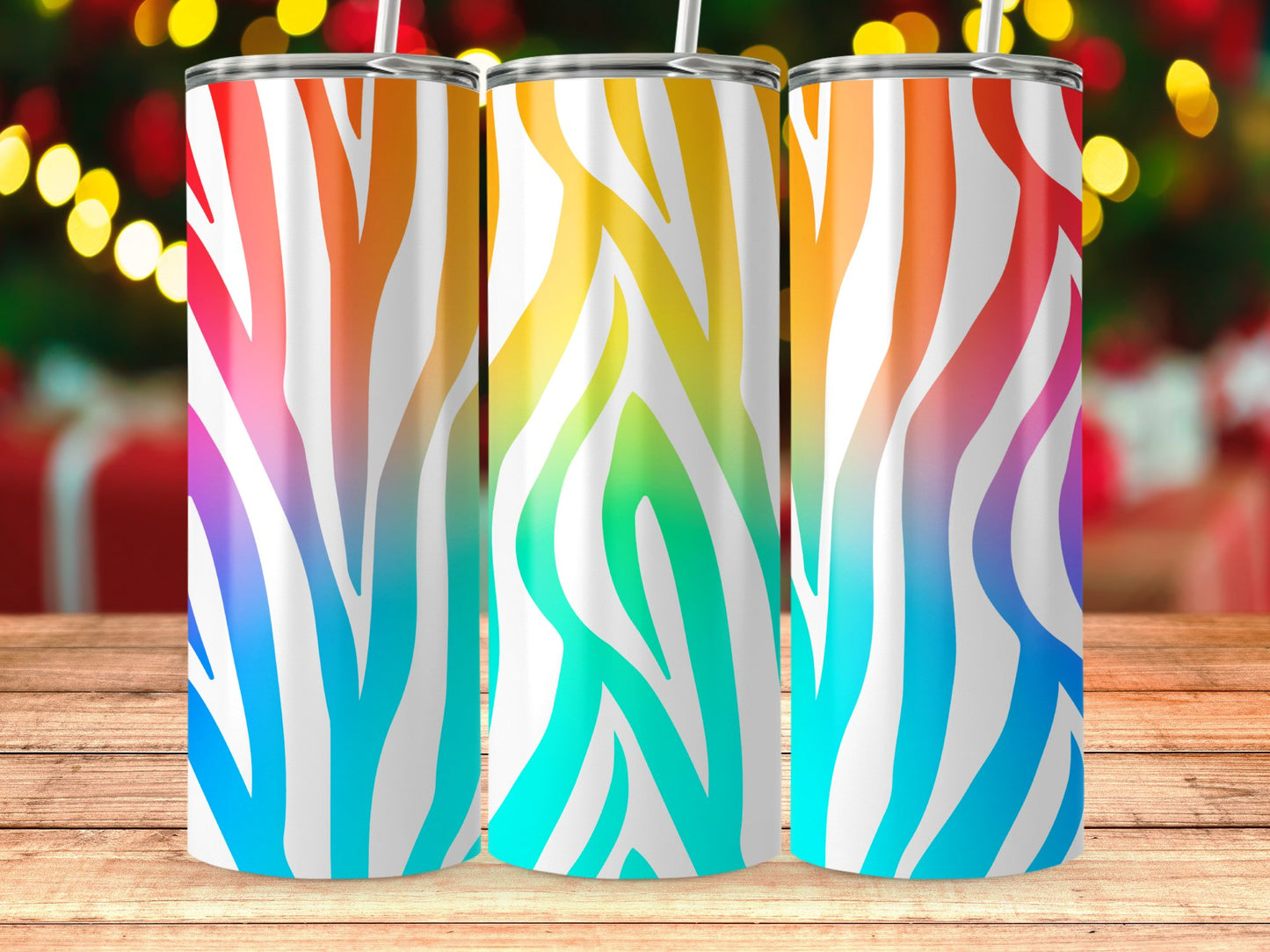 Colorful Gradient Zebra Print Tumbler product