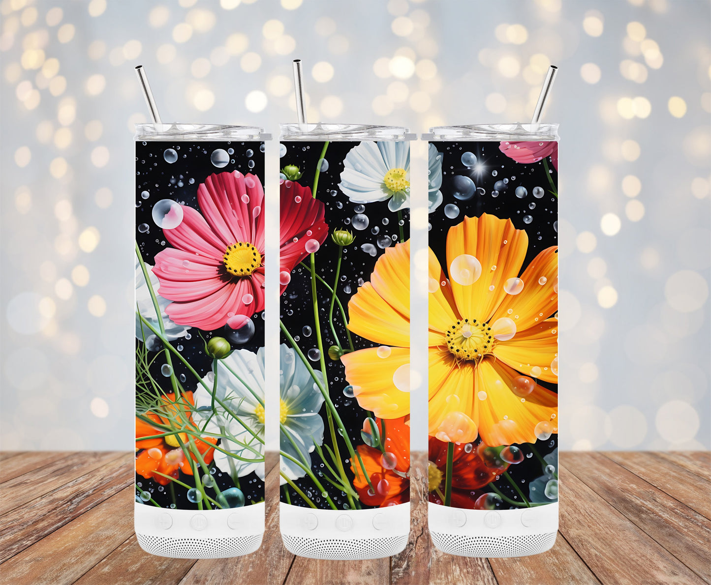 Floral Water Droplets Decor on Drinkware Tumbler product