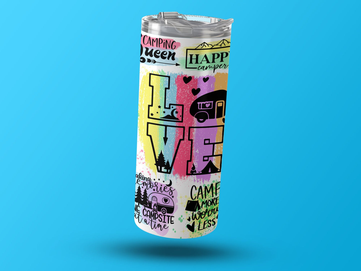 Colorful Camping Themed Stainless Steel Tumbler product