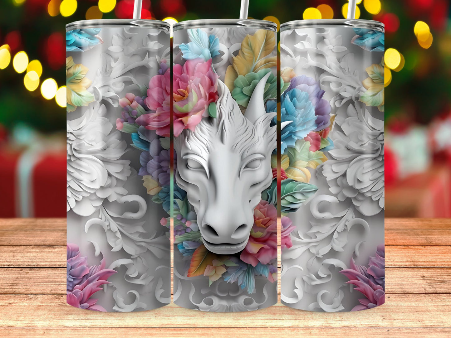 Colorful Floral Unicorn Insulated Tumbler Product Type