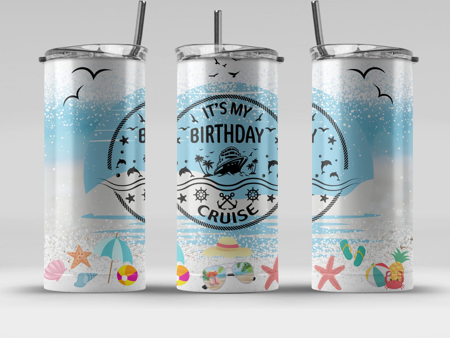 It's My Birthday Cruise Beach Themed Tumbler product