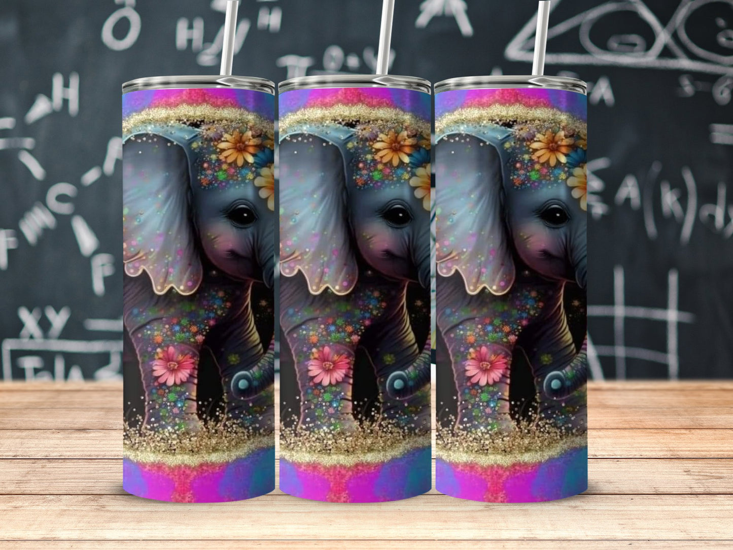 Beautiful Elephant Tumbler with Colorful Floral Design product