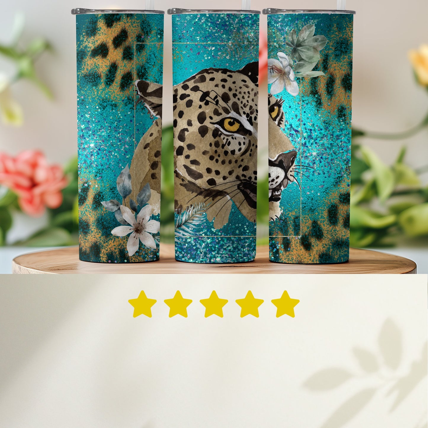 Leopard and Floral Print Insulated Tumbler product