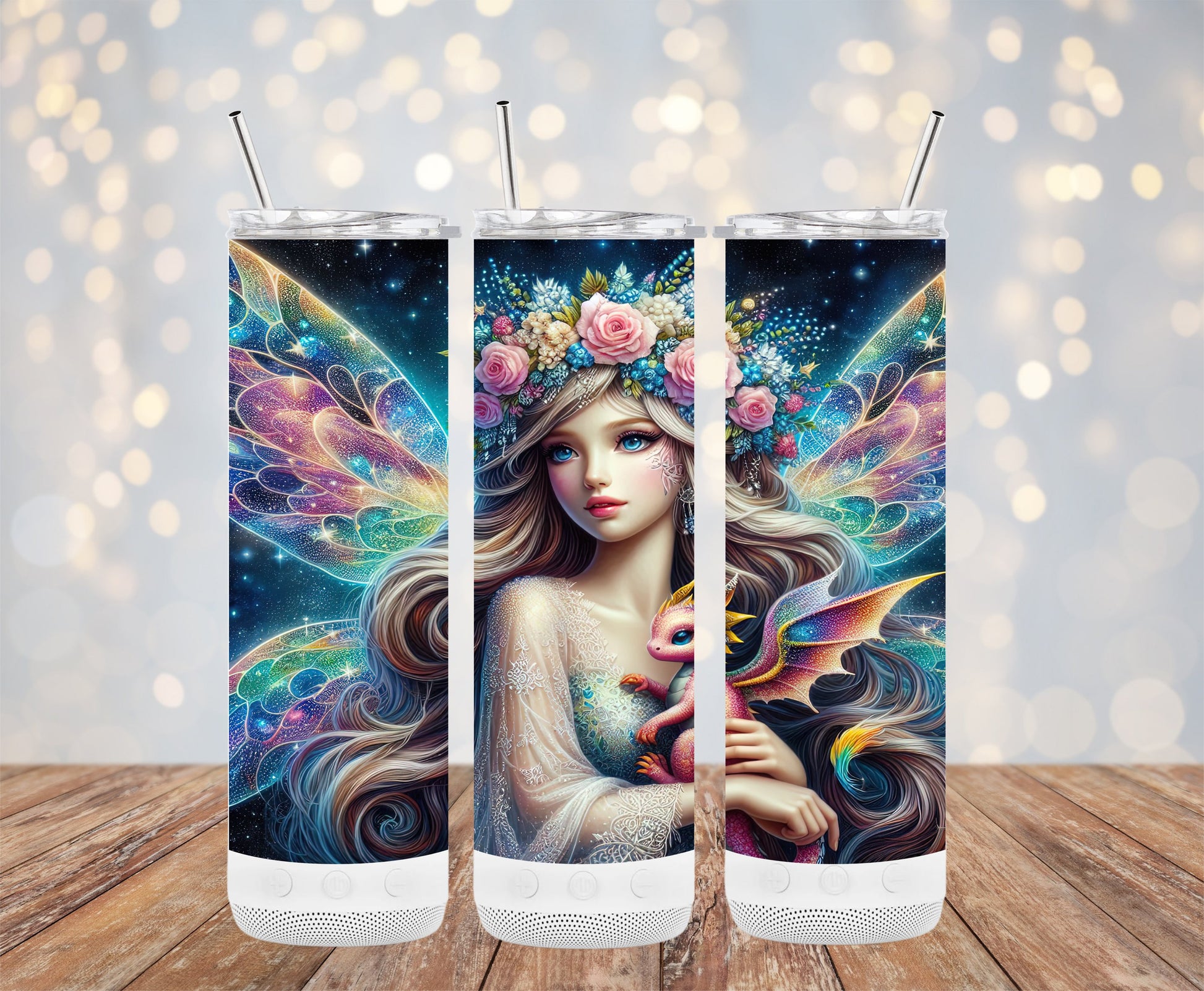 Enchanting Fairy and Dragon Art Insulated Tumbler product