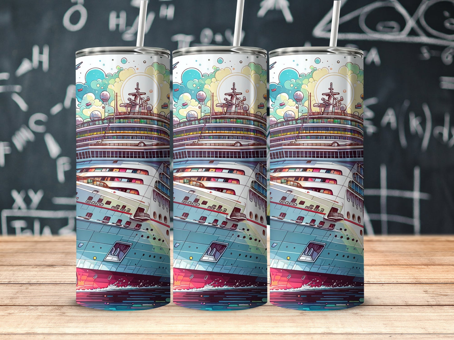 Colorful Cruise Ship Design Insulated Tumbler product