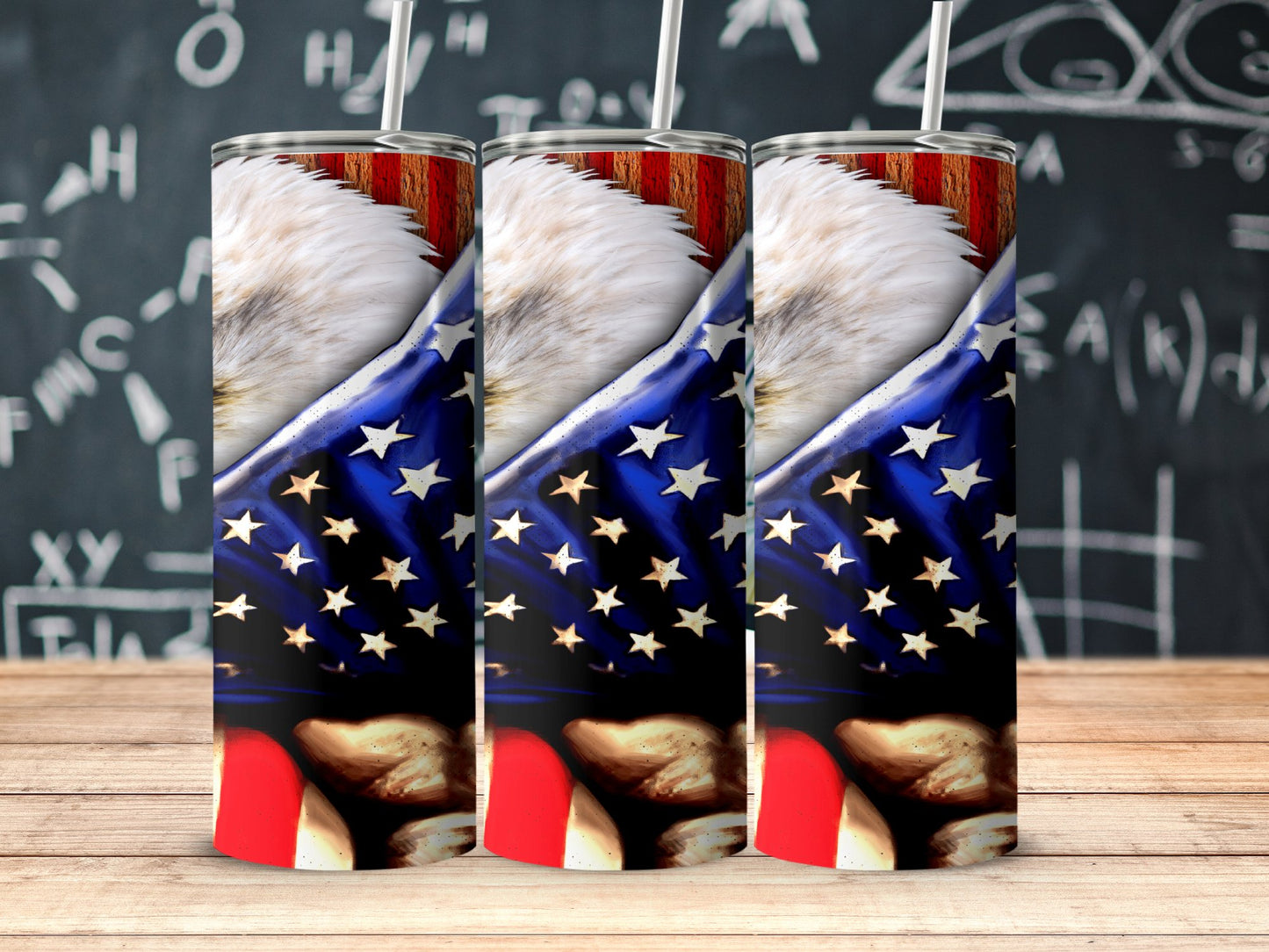 Bald Eagle and American Flag Themed Tumbler product
