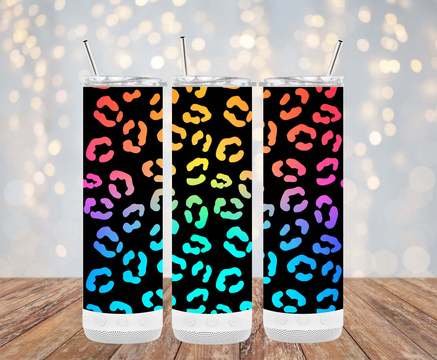 Vibrant Leopard Print Tall Tumbler Perfect Beverage Holder Product