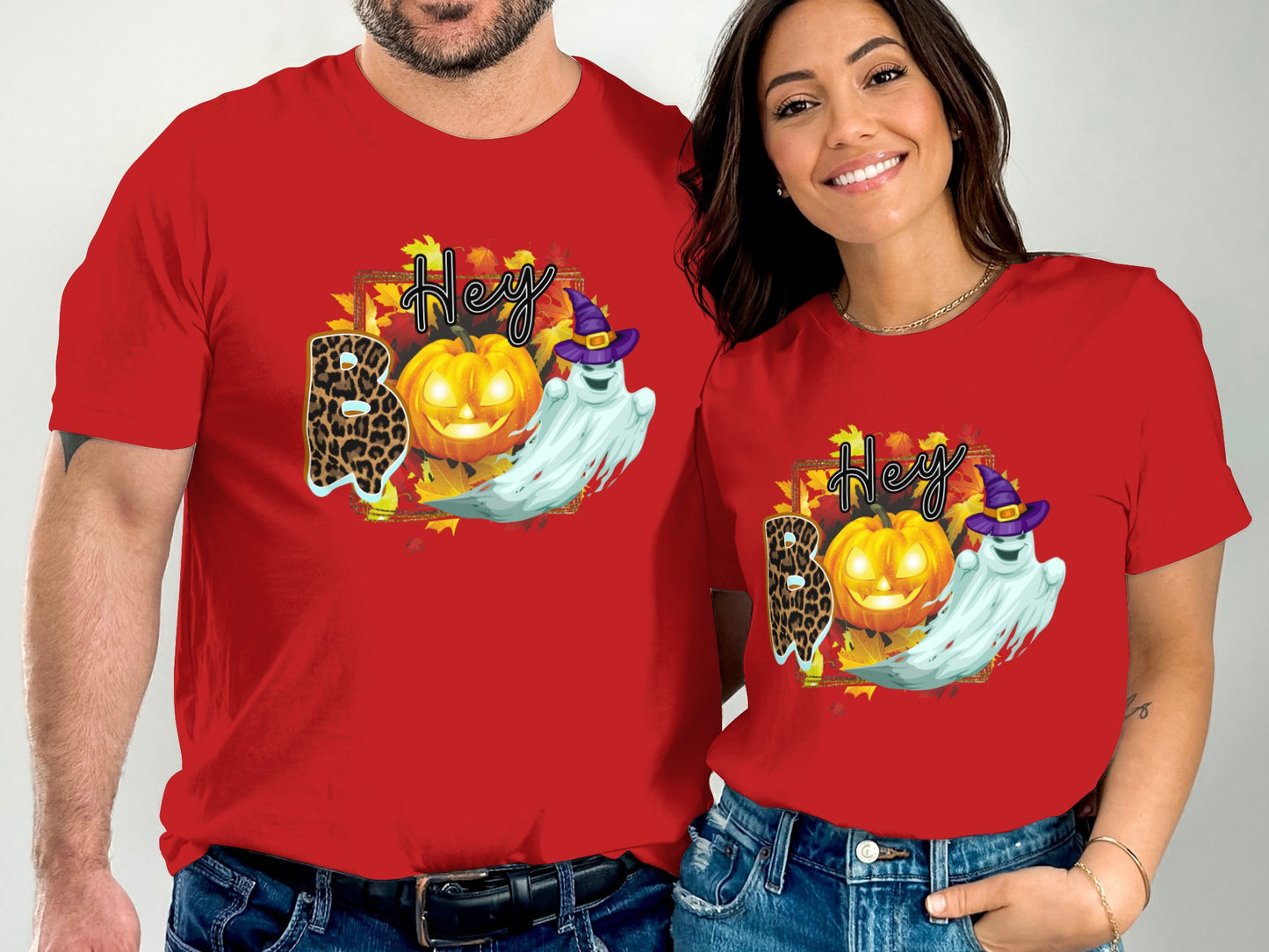 Hey Boo Halloween Pumpkin Ghost Graphic T-Shirt product type