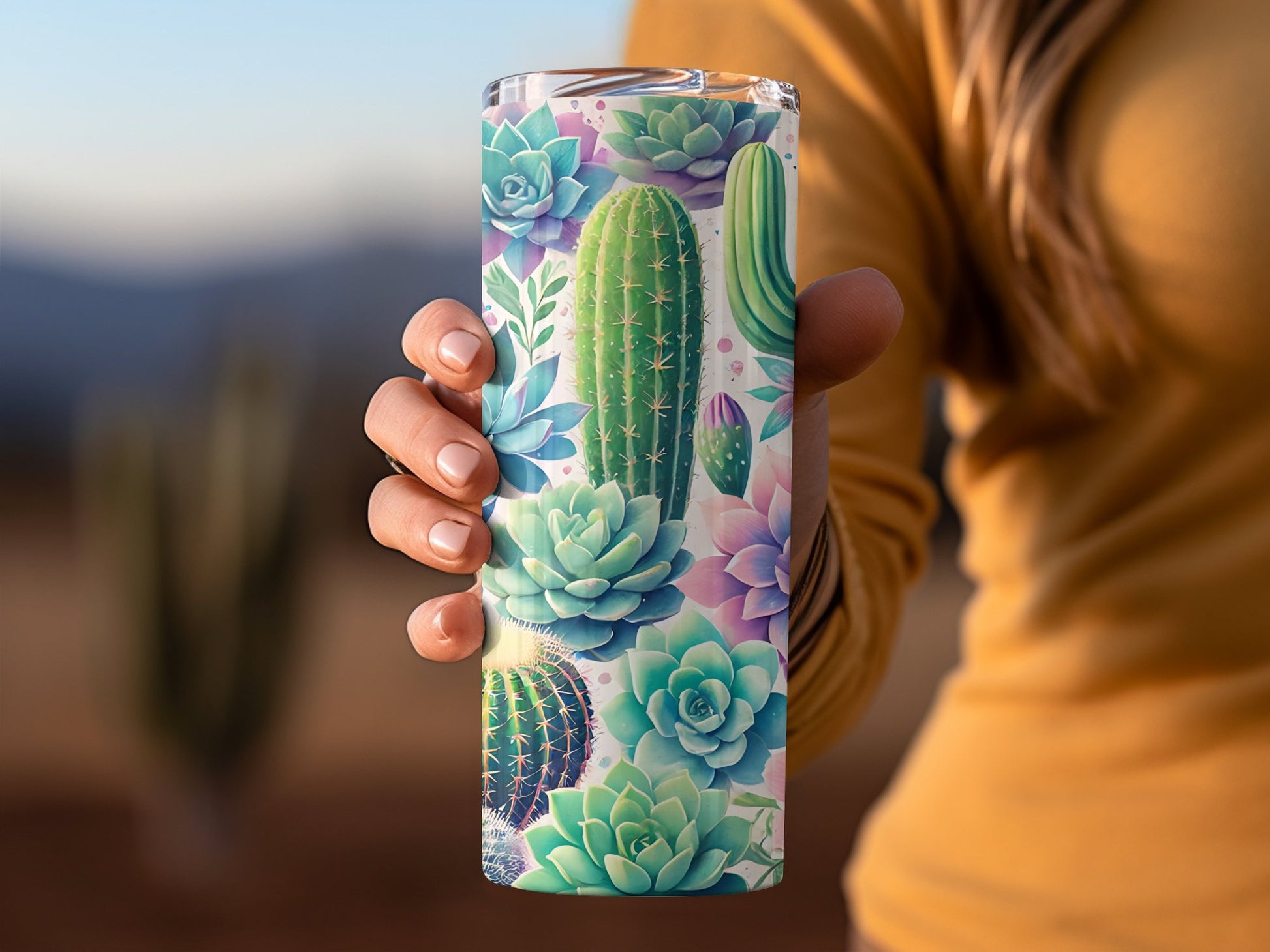 Vibrant Succulent Themed Patterned Tumbler product