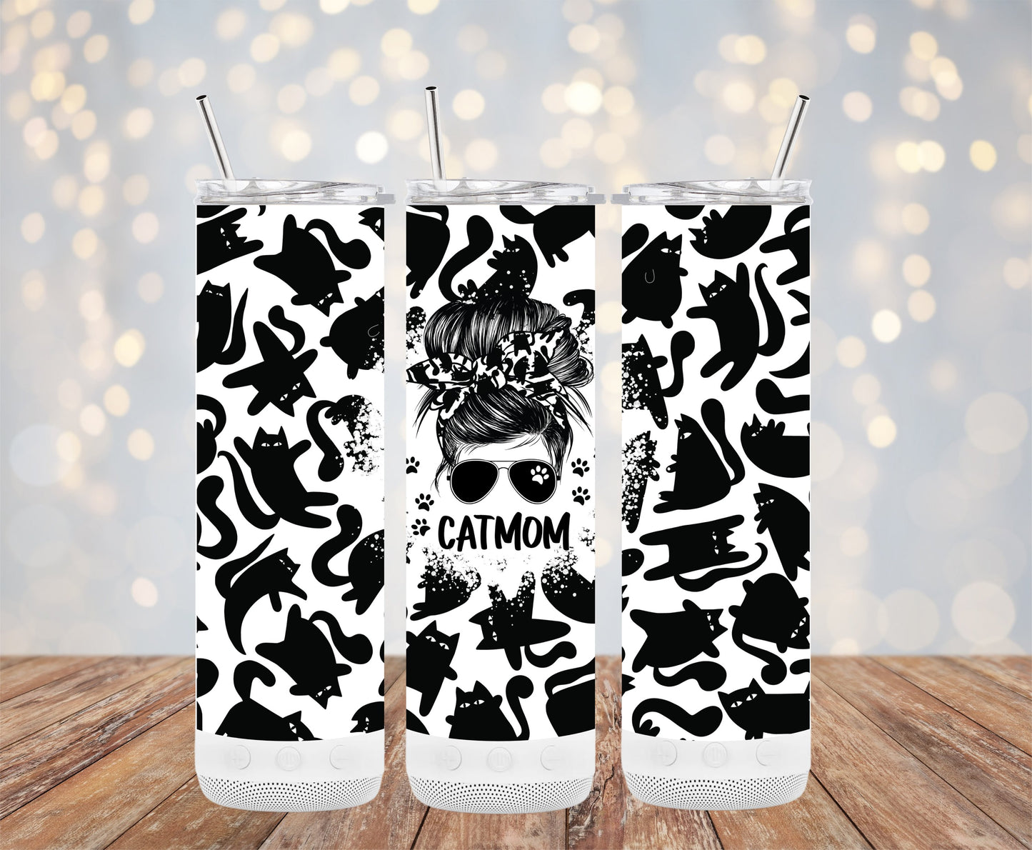 CatMom Black and White Cat Pattern Tumbler product