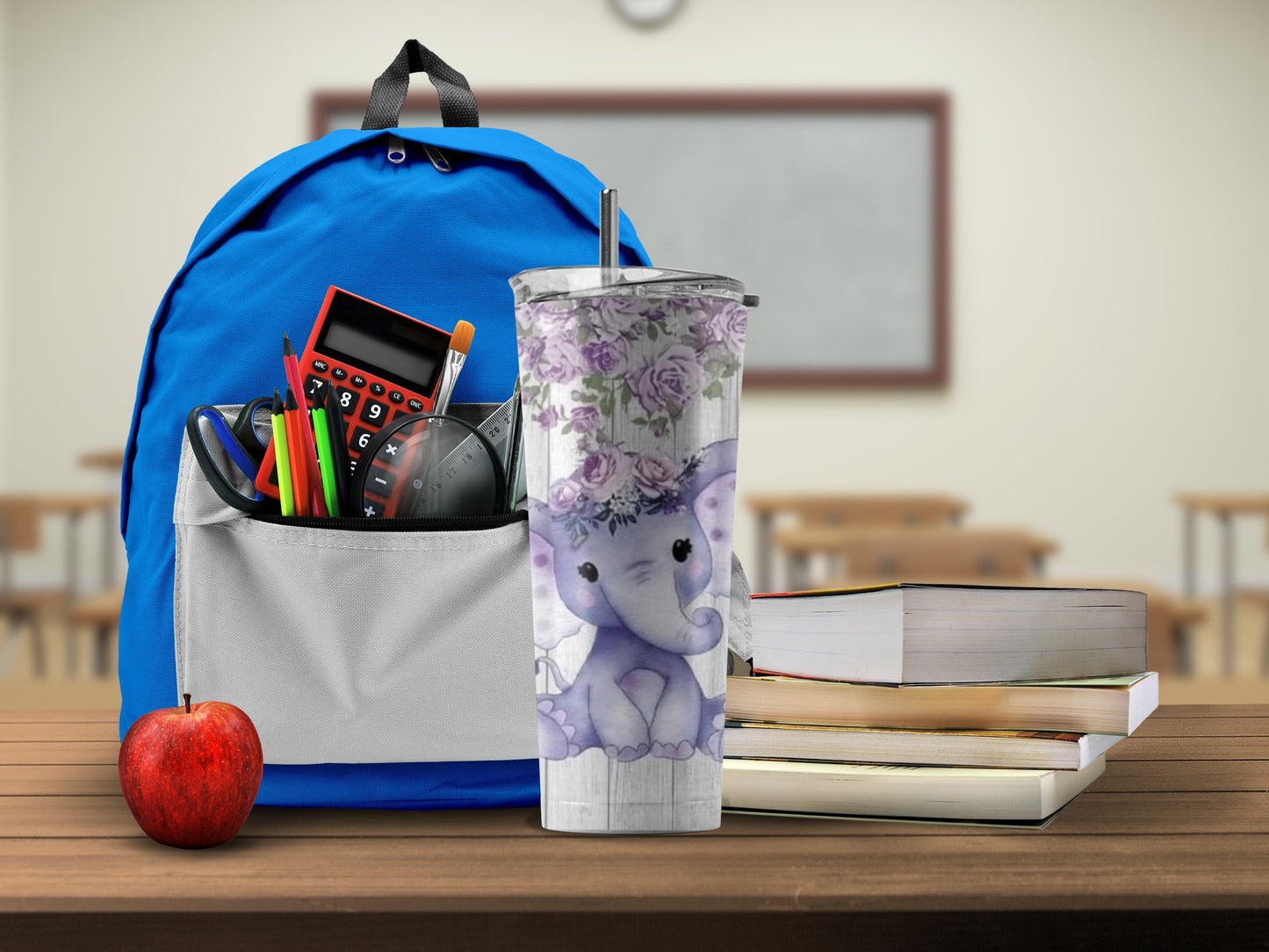 Adorable Elephant Design Travel Tumbler School product