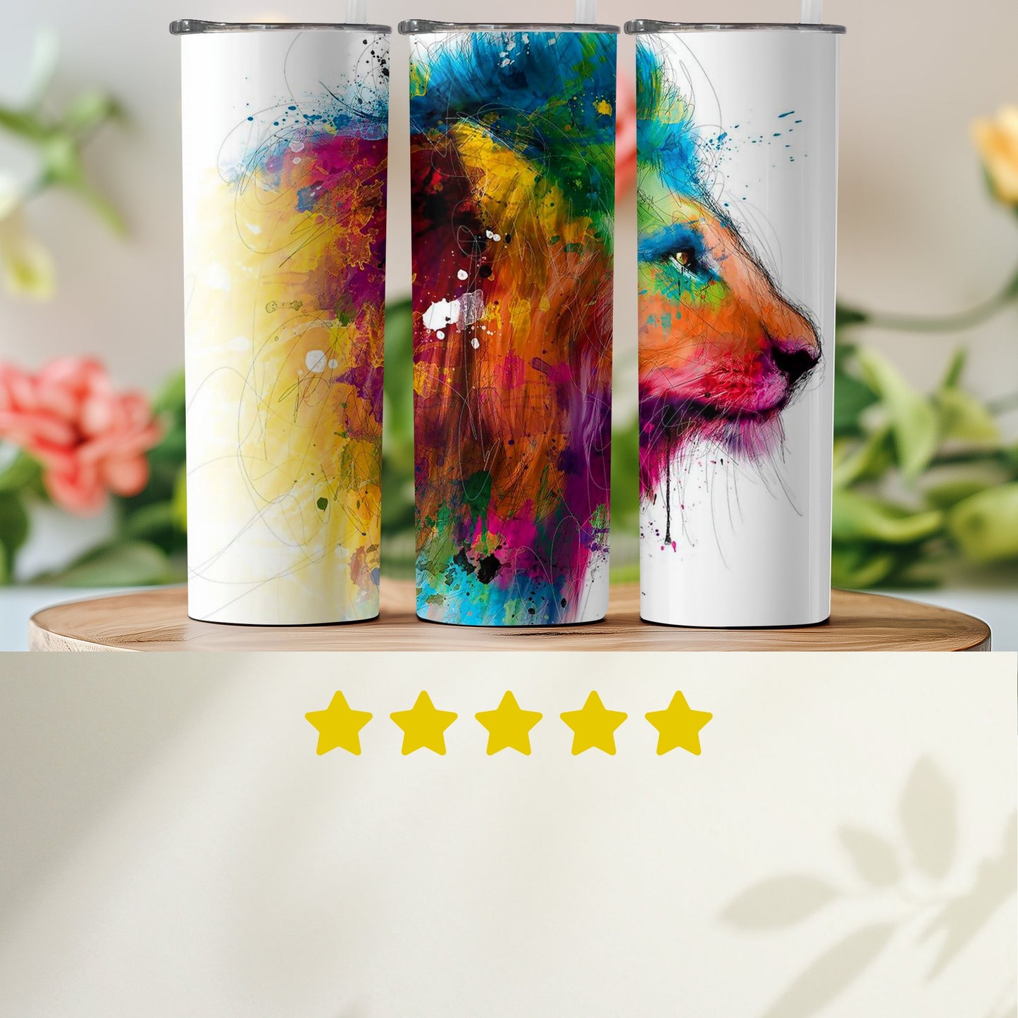 Vibrant Colorful Lion Design Tall Tumbler Product
