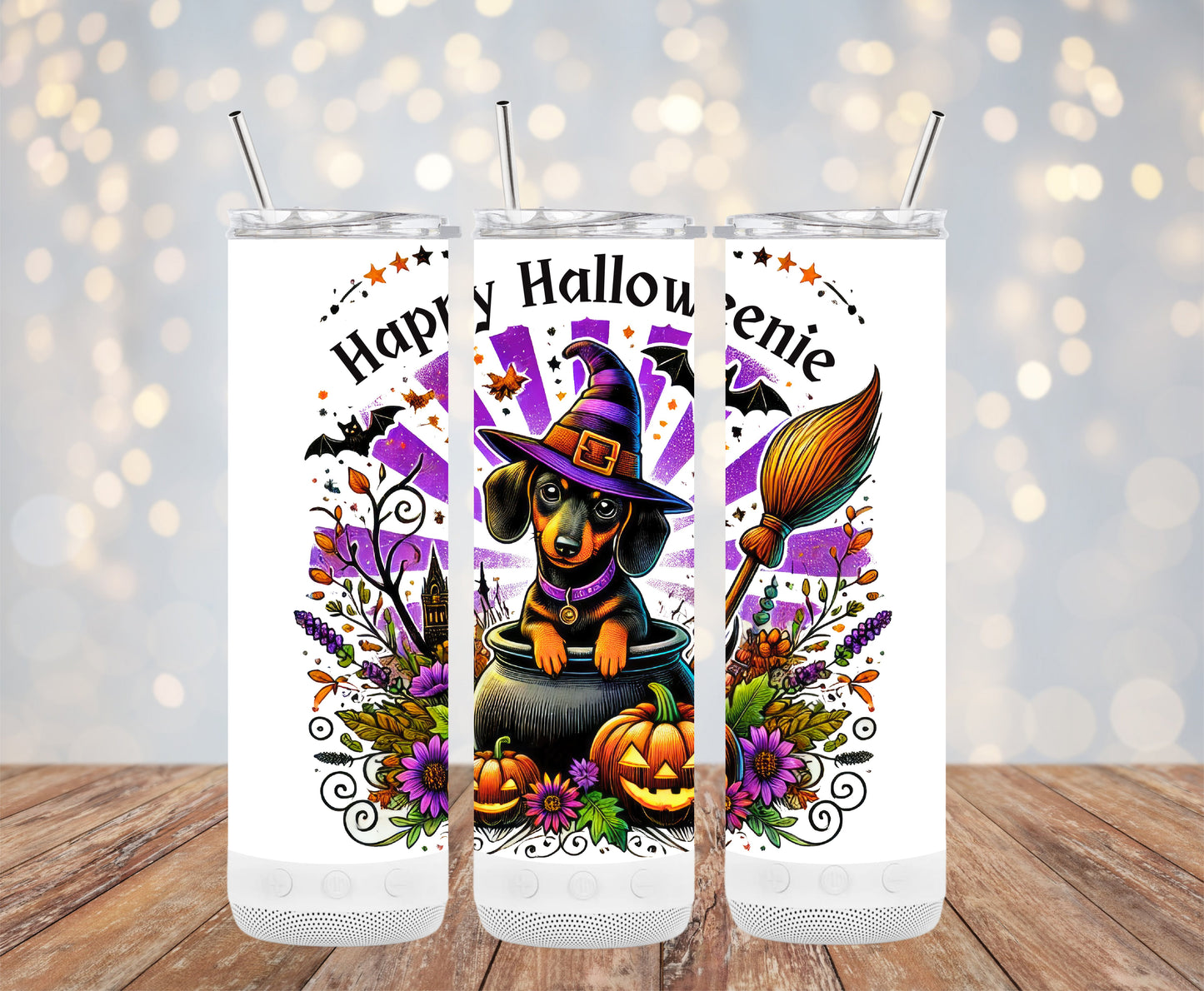 Adorable Halloween Dachshund Design Tumblers