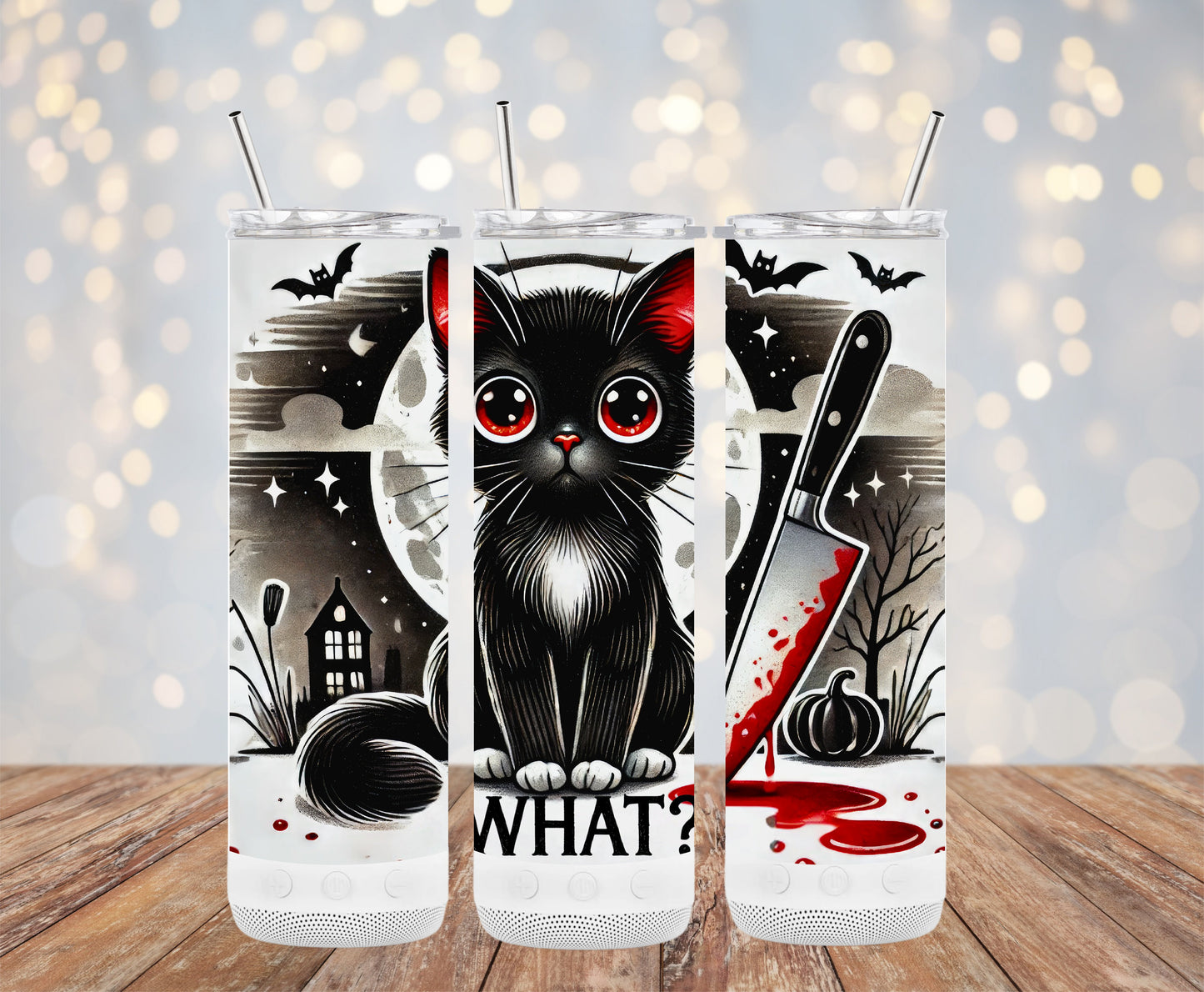 Halloween Cat Blood Moon Creepy Design What Tumblers