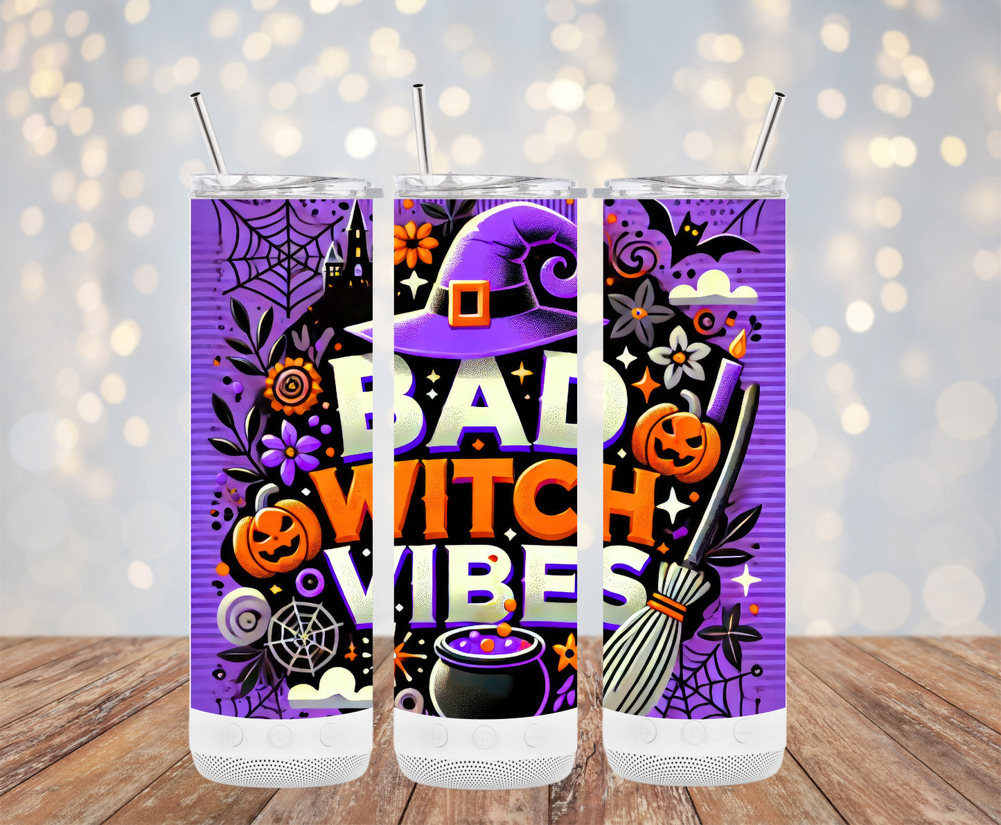 Bad Witch Vibes Halloween Themed Decorative Tumblers