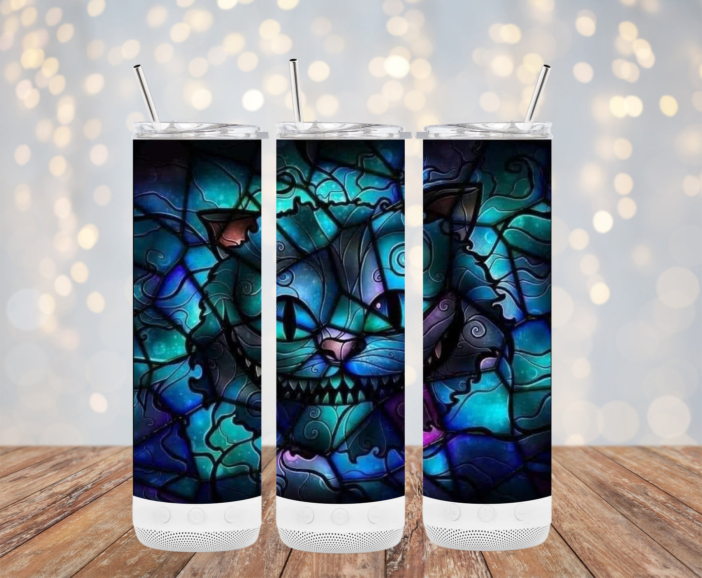 Mystical Cat Design with Glowing Night Theme Tumblers